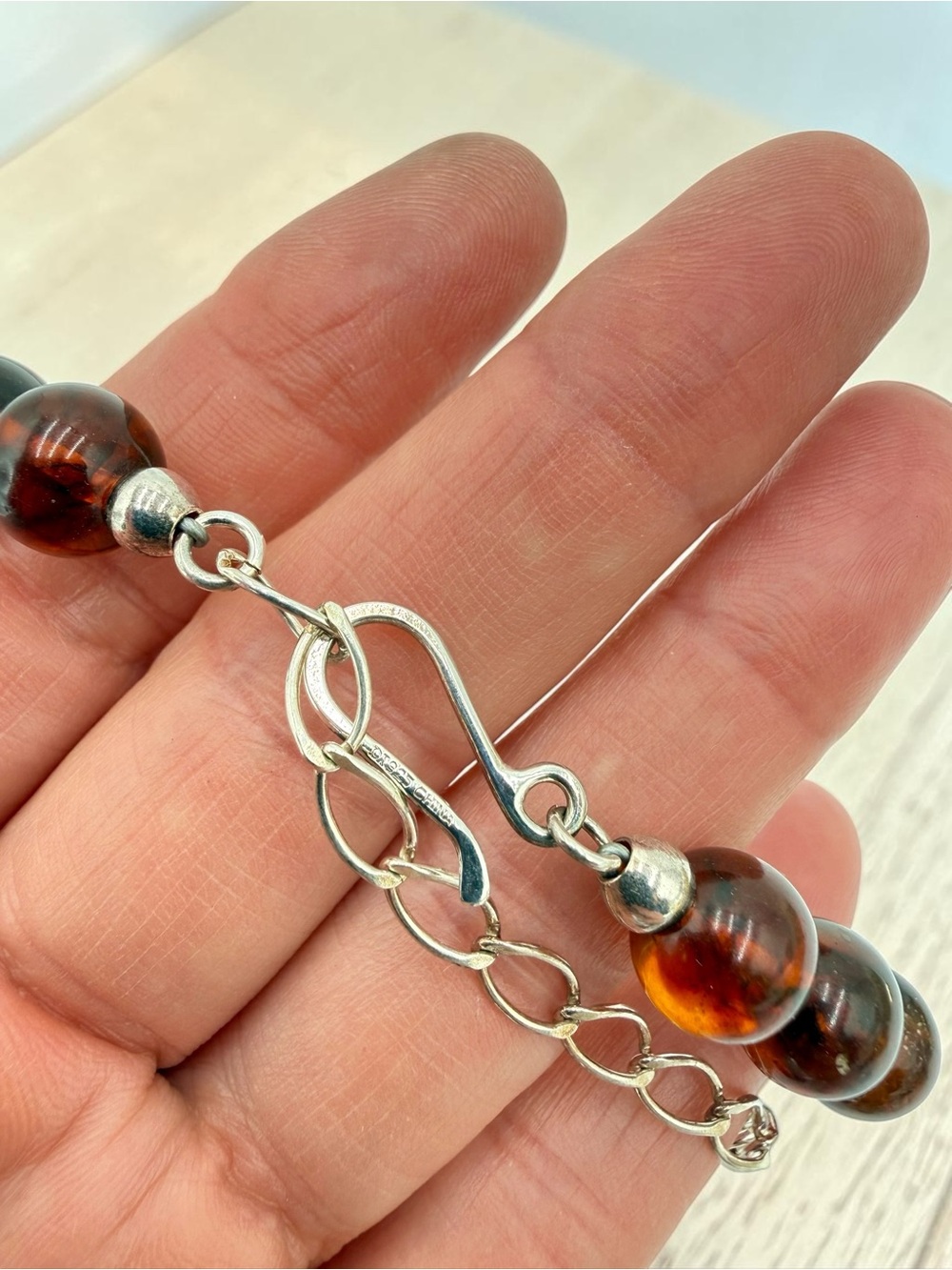 Jay King DTR Lapis Amber Bead Necklace Sterling 18-20” Adjustable Southwest Boho - Picture 8 of 17